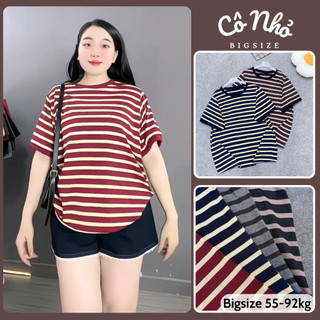 Áo Phông Bigsize Nữ Form Rộng Kẻ Sọc Ngang Basic Phong Cách Trẻ Trung Cá Tính A308
