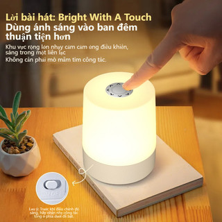 Đèn Phòng Ngủ Led Tiết Kiệm Điện - Bàn Đèn Cảm Ứng 3 Màu Sạc Lại Cho Học Và Ngủ