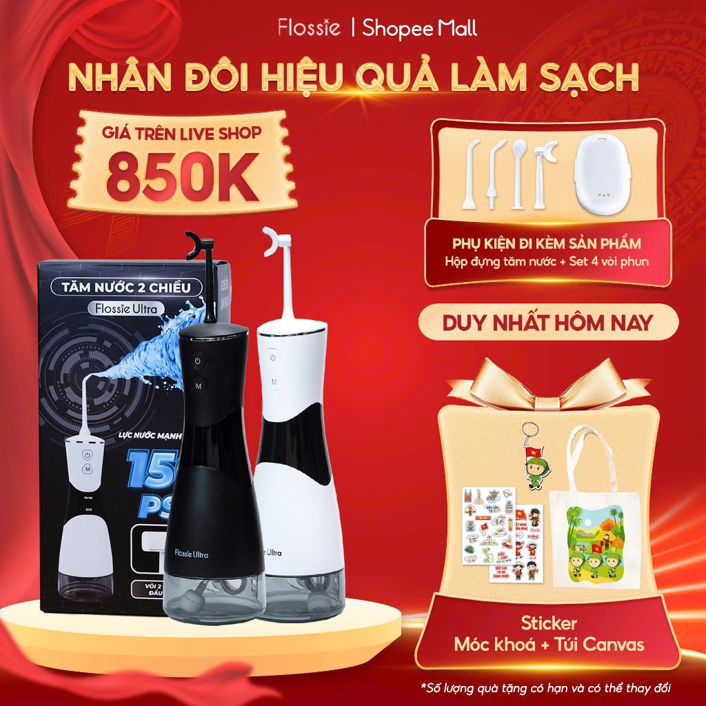 [GIÁ 849K TẠI LIVE SHOP] Tăm nước 2 chiều Flossie Ultra đầu xoay 360 độ ...