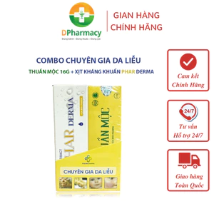 COMBO Thuần mộc 16g, xịt kháng khuẩn Phar Derma, hỗ trợ hăm da, chàm sữa, viêm nang lông, mụn viêm