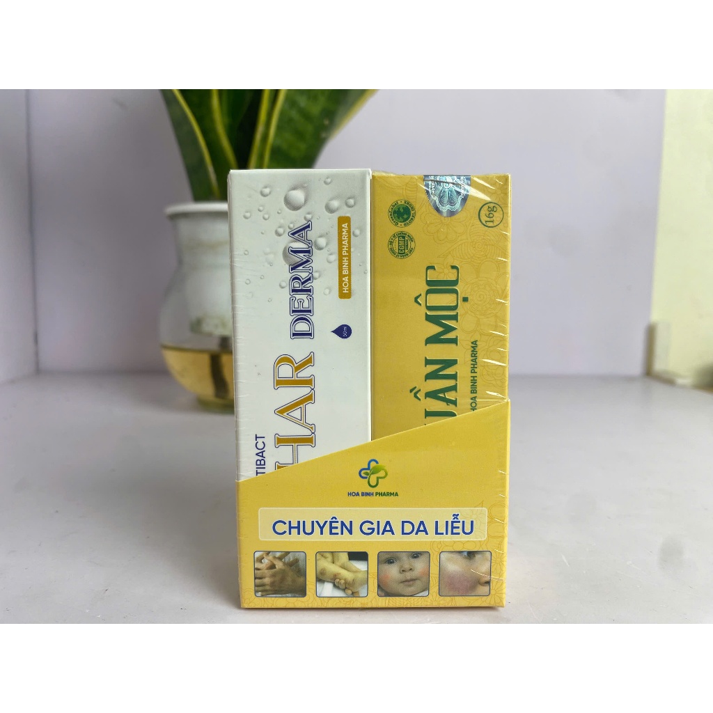 COMBO Thuần mộc 16g, xịt kháng khuẩn Phar Derma, hỗ trợ hăm da, chàm sữa, viêm nang lông, mụn viêm