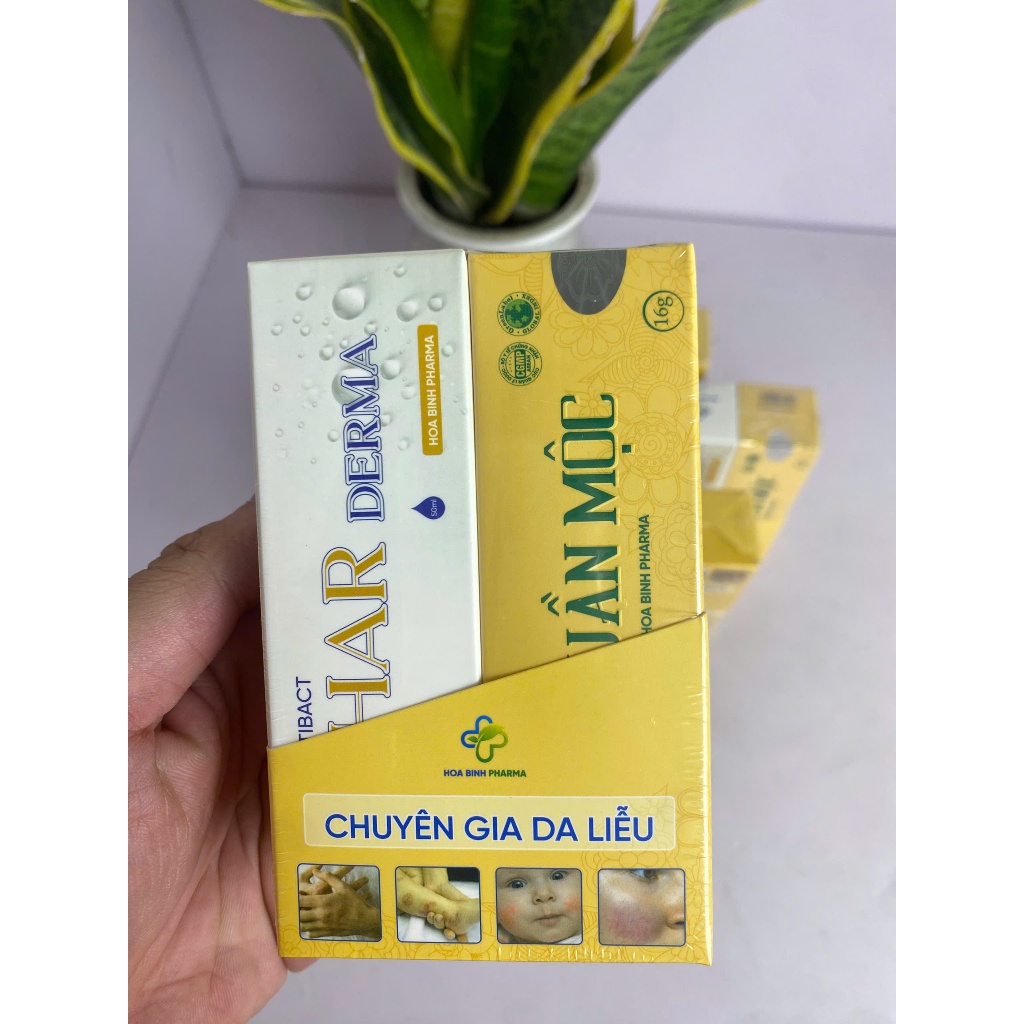 COMBO Thuần mộc 16g, xịt kháng khuẩn Phar Derma, hỗ trợ hăm da, chàm sữa, viêm nang lông, mụn viêm