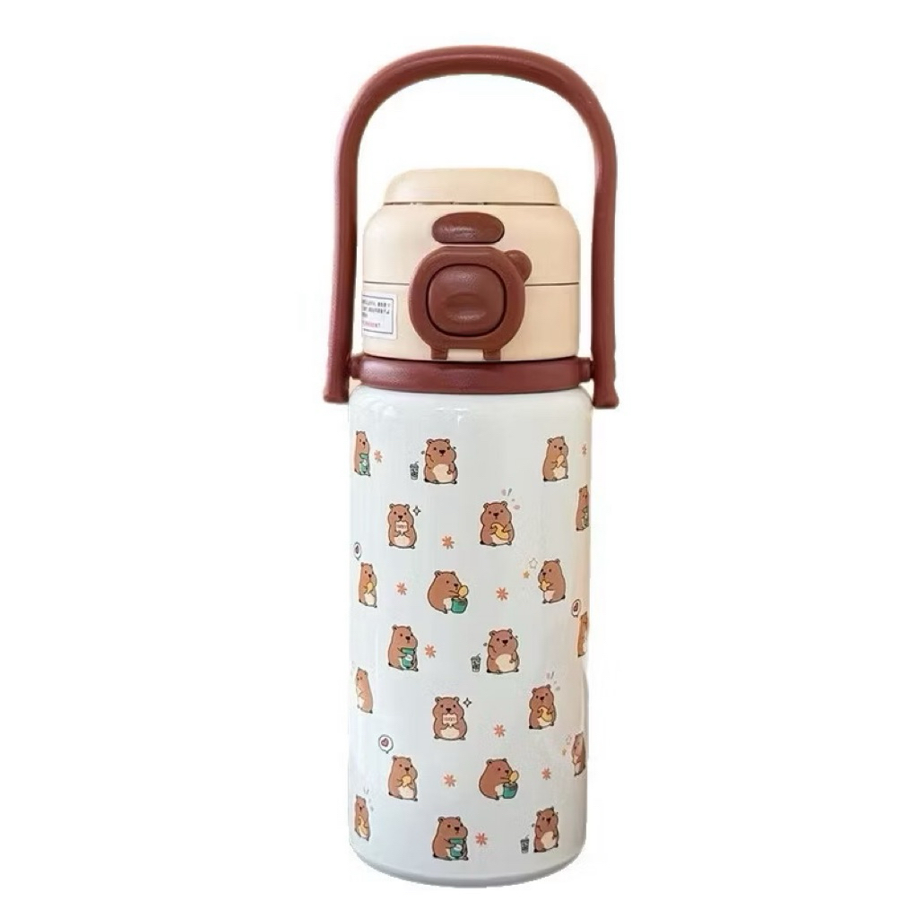 Bình giữ nhiệt Capybara 500ml có khóa chống rò rỉ cho học sinh và trẻ em
