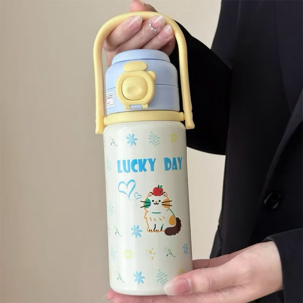 Bình giữ nhiệt Capybara 500ml có khóa chống rò rỉ cho học sinh và trẻ em