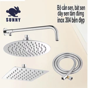 Đủ bộ bát sen VUÔNG, TRÒN tắm đứng kèm dây nối bằng Inox sáng bóng tiện lợi gồm bát sen cần treo b át và dây sen