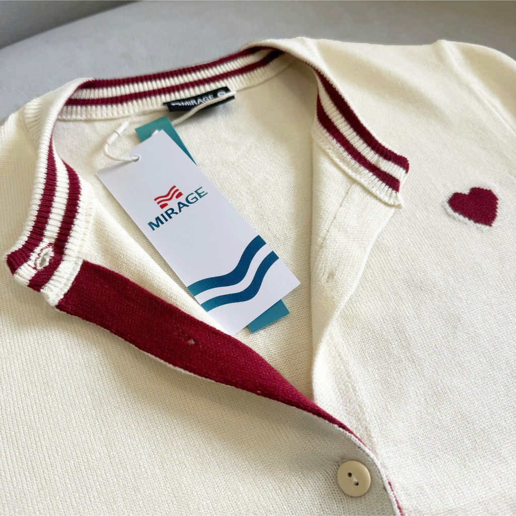 Áo Khoác Cardidgan Mirage Thêu Tim Đỏ Local Brand Chất Len Mềm Mịn.