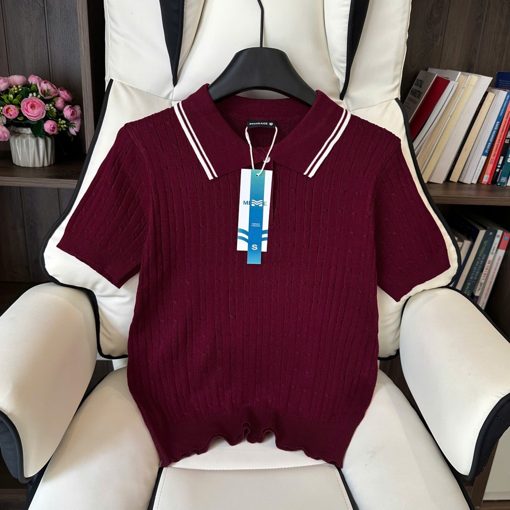 Áo Len Mirage Cổ Viền Trắng Đỏ Local Brand Chất Len Mongtoghi Mềm Mịn Thoáng Mát.