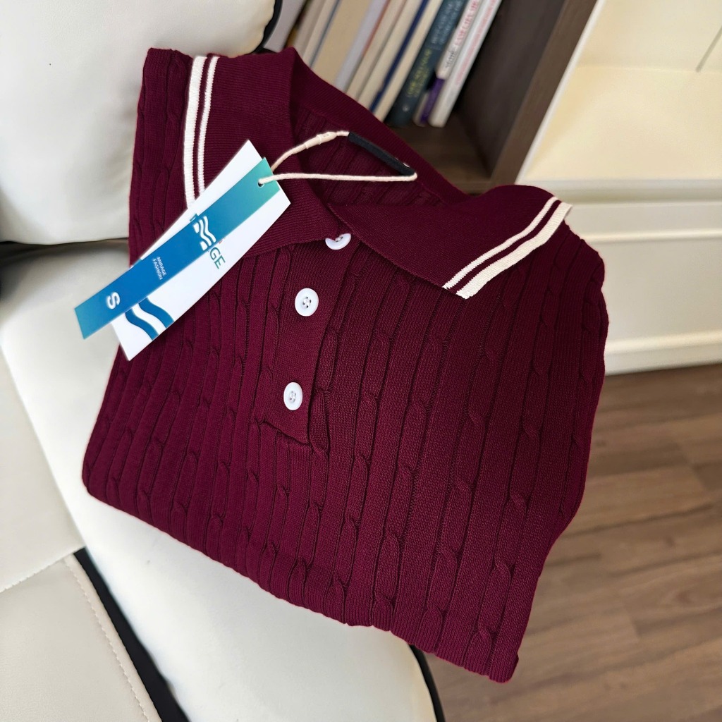 Áo Len Mirage Cổ Viền Trắng Đỏ Local Brand Chất Len Mongtoghi Mềm Mịn Thoáng Mát.