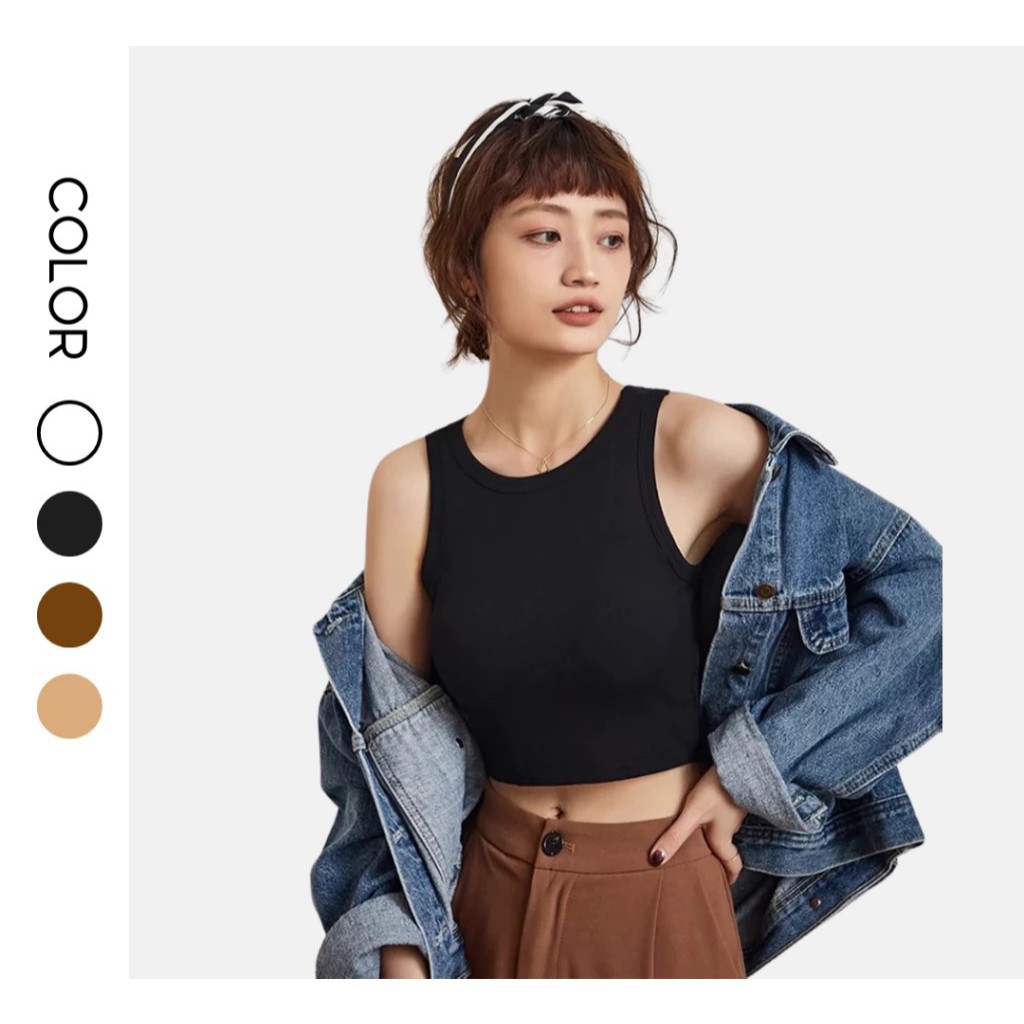 [Peinn] Áo croptop ba lỗ Peinn HT05 màu trơn mềm mịn và mát cho nữ