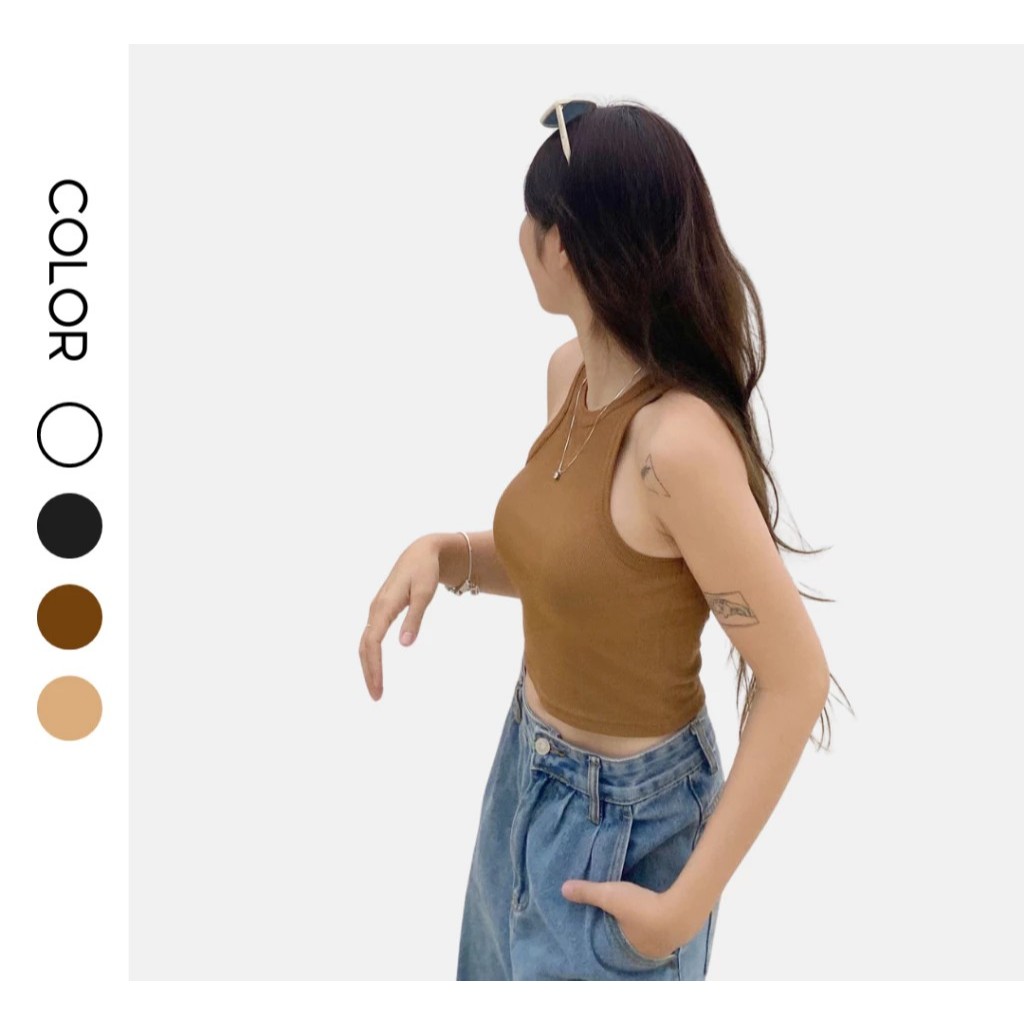 [Peinn] Áo croptop ba lỗ Peinn HT05 màu trơn mềm mịn và mát cho nữ