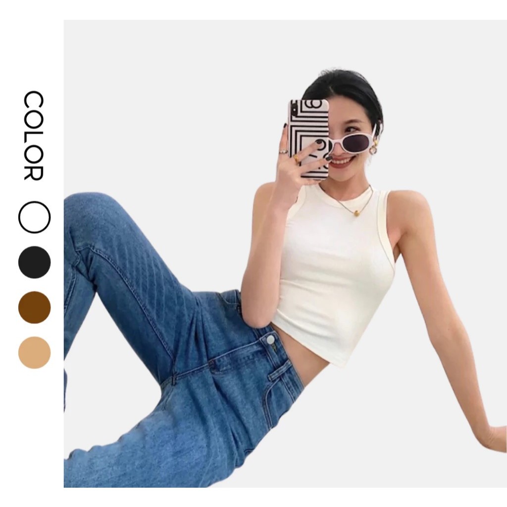 [Peinn] Áo croptop ba lỗ Peinn HT05 màu trơn mềm mịn và mát cho nữ