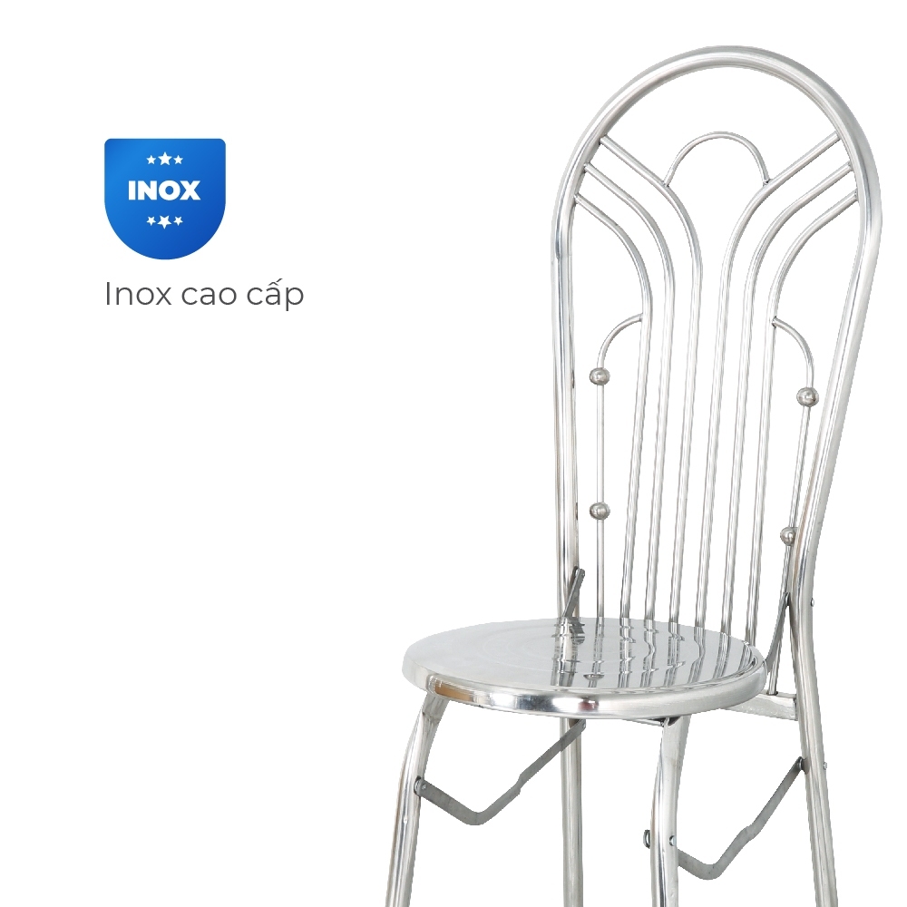 [FREESHIP] Ghế lưng tựa inox Dona QUI PHÚC combo 4,6 ghế, khung inox chịu tải 100kg, không gỉ, chân ghế chống trượt