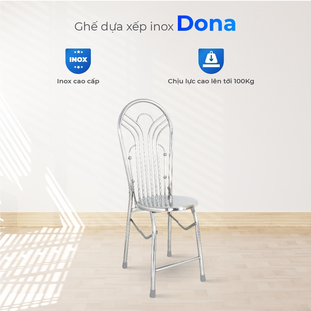 [FREESHIP] Ghế lưng tựa inox Dona QUI PHÚC combo 4,6 ghế, khung inox chịu tải 100kg, không gỉ, chân ghế chống trượt