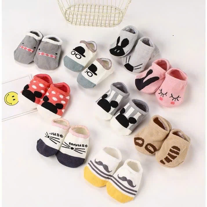 ất cho bé, tất chống trượt cho bé, tất cổ ngắn cho bé 0 Đến 2.5 Tuổi Nemo Baby mềm mại TH-02