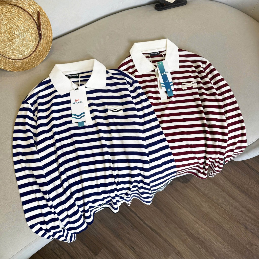 Áo Tay Dài Mirage Sọc Màu Đỏ - Xanh Local Brand Chất Vải Mềm Mịn.