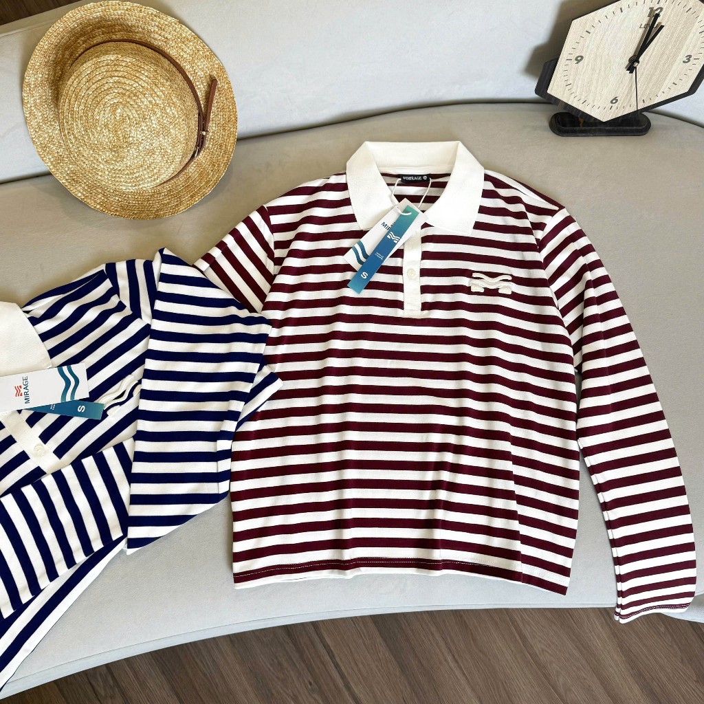 Áo Tay Dài Mirage Sọc Màu Đỏ - Xanh Local Brand Chất Vải Mềm Mịn.