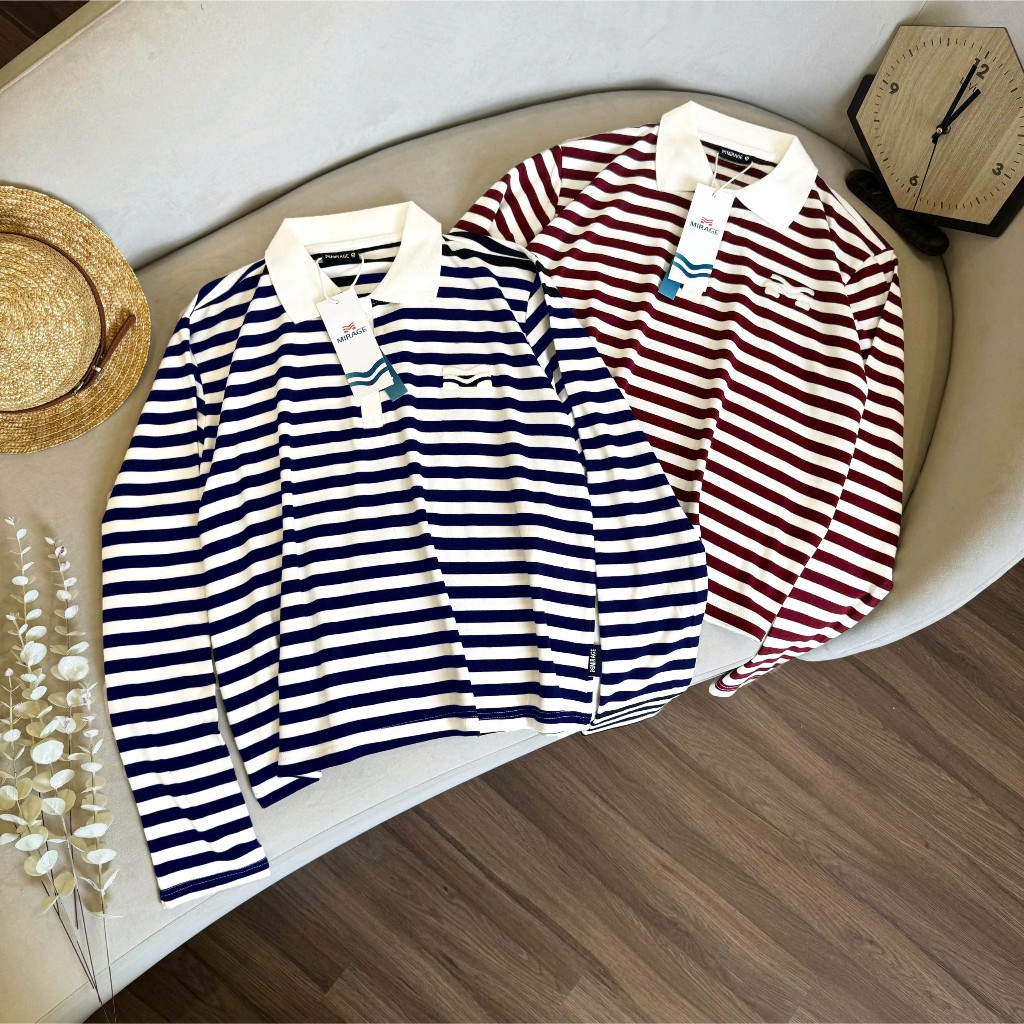 Áo Tay Dài Mirage Sọc Màu Đỏ - Xanh Local Brand Chất Vải Mềm Mịn.