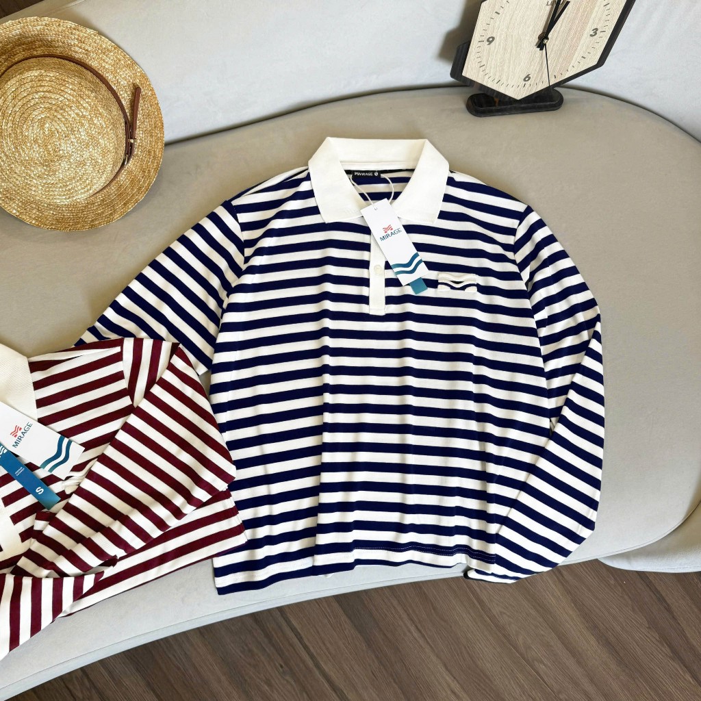 Áo Tay Dài Mirage Sọc Màu Đỏ - Xanh Local Brand Chất Vải Mềm Mịn.