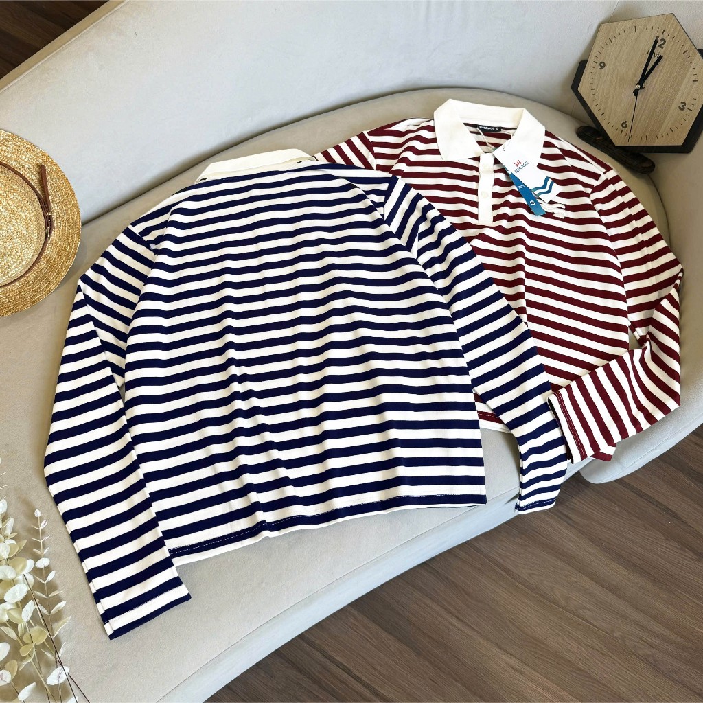Áo Tay Dài Mirage Sọc Màu Đỏ - Xanh Local Brand Chất Vải Mềm Mịn.
