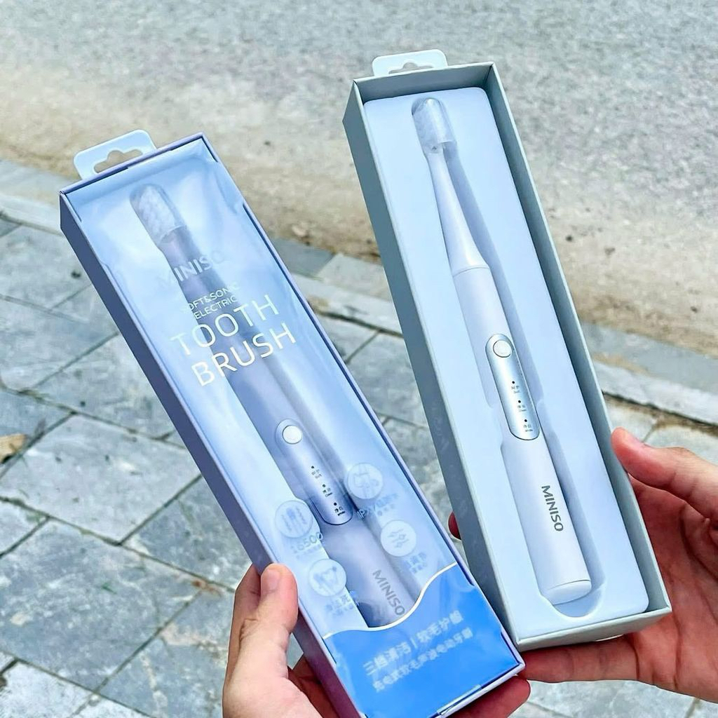 Bàn chải điện MINISO, chống nước IPX7, 3 chế độ, rung sóng âm
