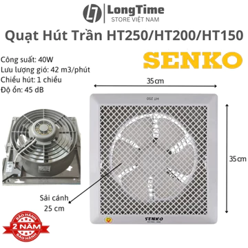 Quạt Hút Âm Trần Senko HT250 HT200 HT150 Công suất 35W Quạt Hút Gió Thoáng Khí Nhà Vệ sinh Nhà Bếp