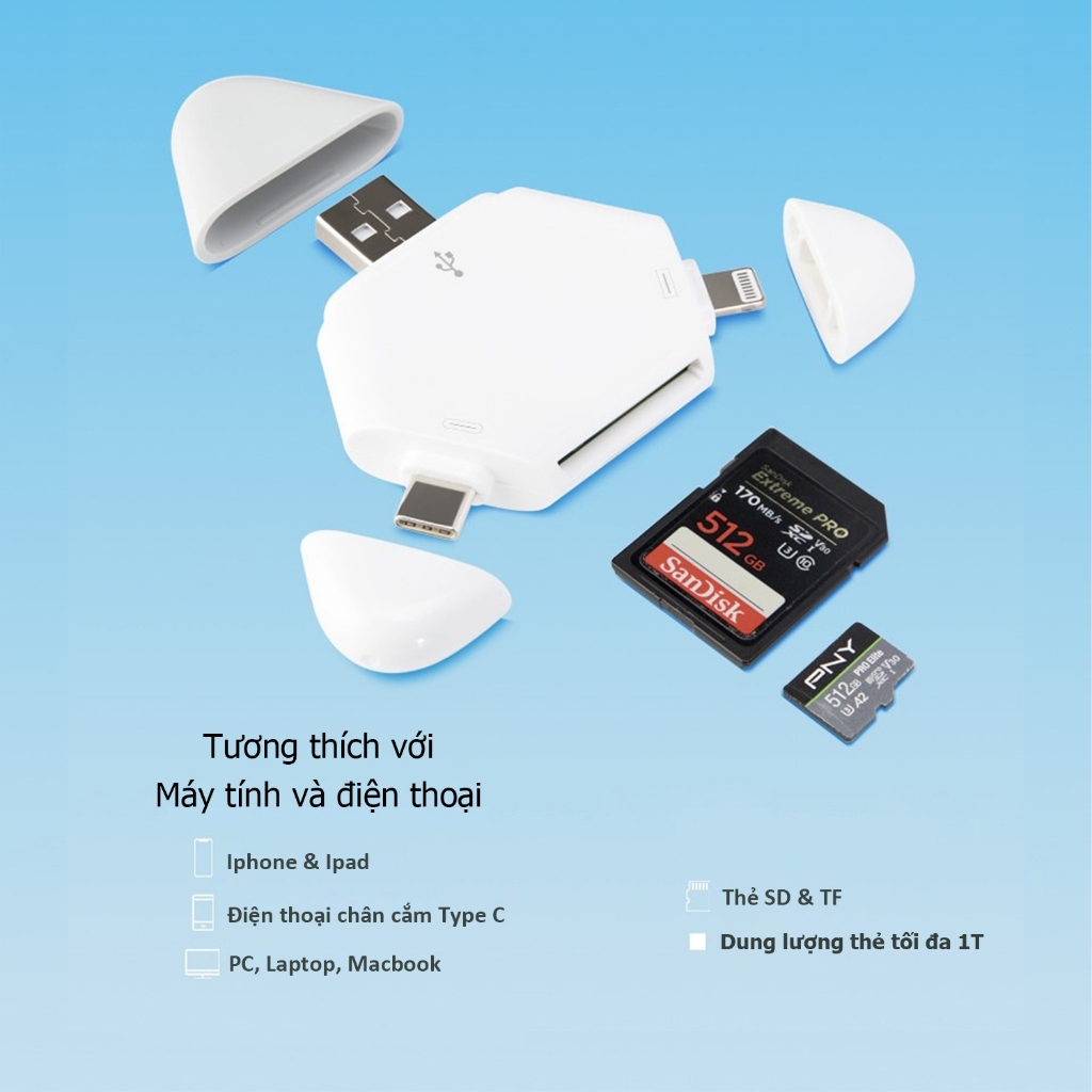 Đầu đọc thẻ đa năng 3 chân cắm dành cho điện thoại máy tính laptop - ảnh 6