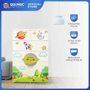 Tủ nhựa Deli Max 5 tầng QUI PHÚC, khung thép chắc chắn tủ đựng quần áo lớn gấp 1.5 lần, chống rơi hộc tủ