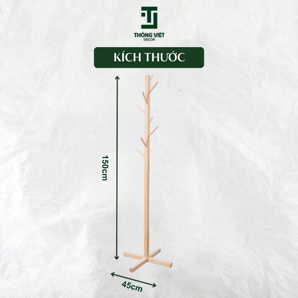 [TV-K011]Cây Treo Quần Áo, Giá Treo Đồ Túi Sách Đứng Chắc Chắn Chất lượng Cao Gỗ Tự Nhiên 7 Nhánh