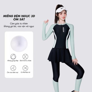 Đồ bơi nữ YOUYOU dài tay chống nắng váy ngắn kết hợp quần legging co giãn 4 chiều thon gọn BD14011Y