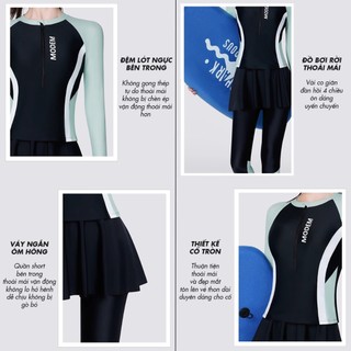 Đồ bơi nữ YOUYOU dài tay chống nắng váy ngắn kết hợp quần legging co giãn 4 chiều thon gọn BD14011Y