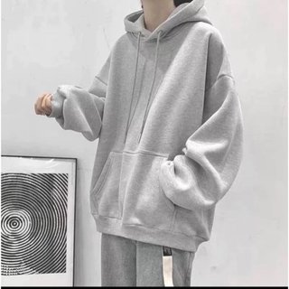 Áo hoodie trơn nam nữ màu xám, Đen ulzzang nỉ bông, ao khoác đi nắng unisex form rộng k1
