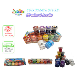 Hộp Màu Vẽ ACRYLIC 12 Chai 30ml - COLORMATE