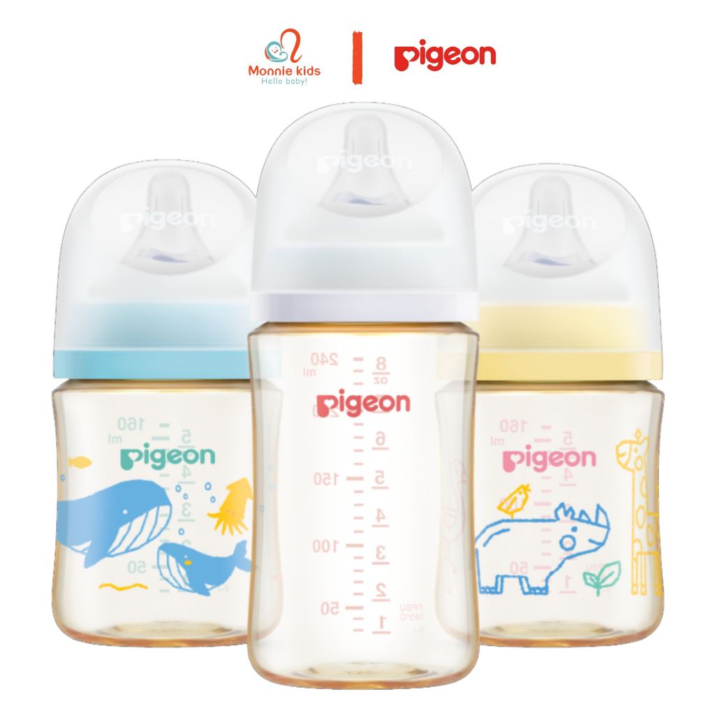 Bình sữa nhựa PPSU Pigeon Softouch thế hệ III an toàn cao cấp cho bé sơ ...