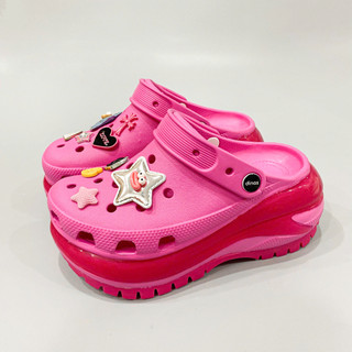 Dép sục dinas mega crush đế cao hàng cao cấp, sục dinas 8 phân unisex, tặng kèm charm jibbitz 3d trang trí