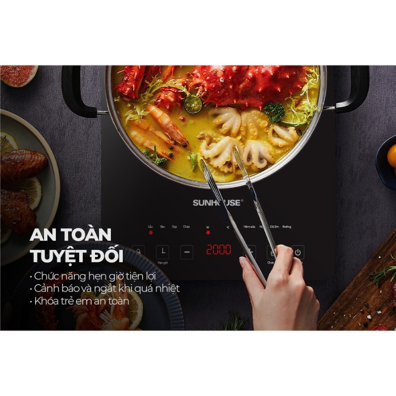Bếp Từ Sunhouse 2200W – Cảm Ứng Nhạy, Mặt Kính Bền - ảnh 4