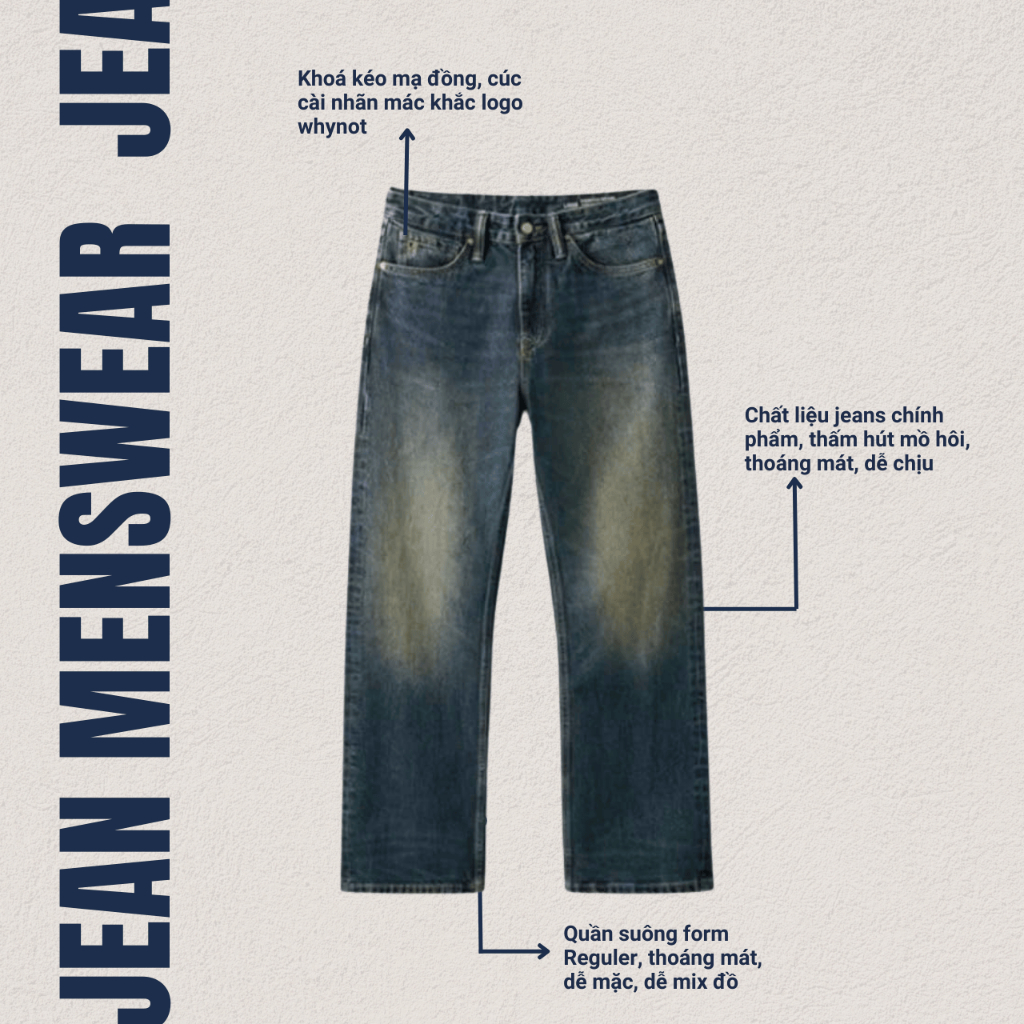 Quần Jean Nam Form Reguilar Màu Dusty Wash Cao Cấp, Quần Dusty Blue Vải Jean Mềm Dày Dặn Có Bigsize