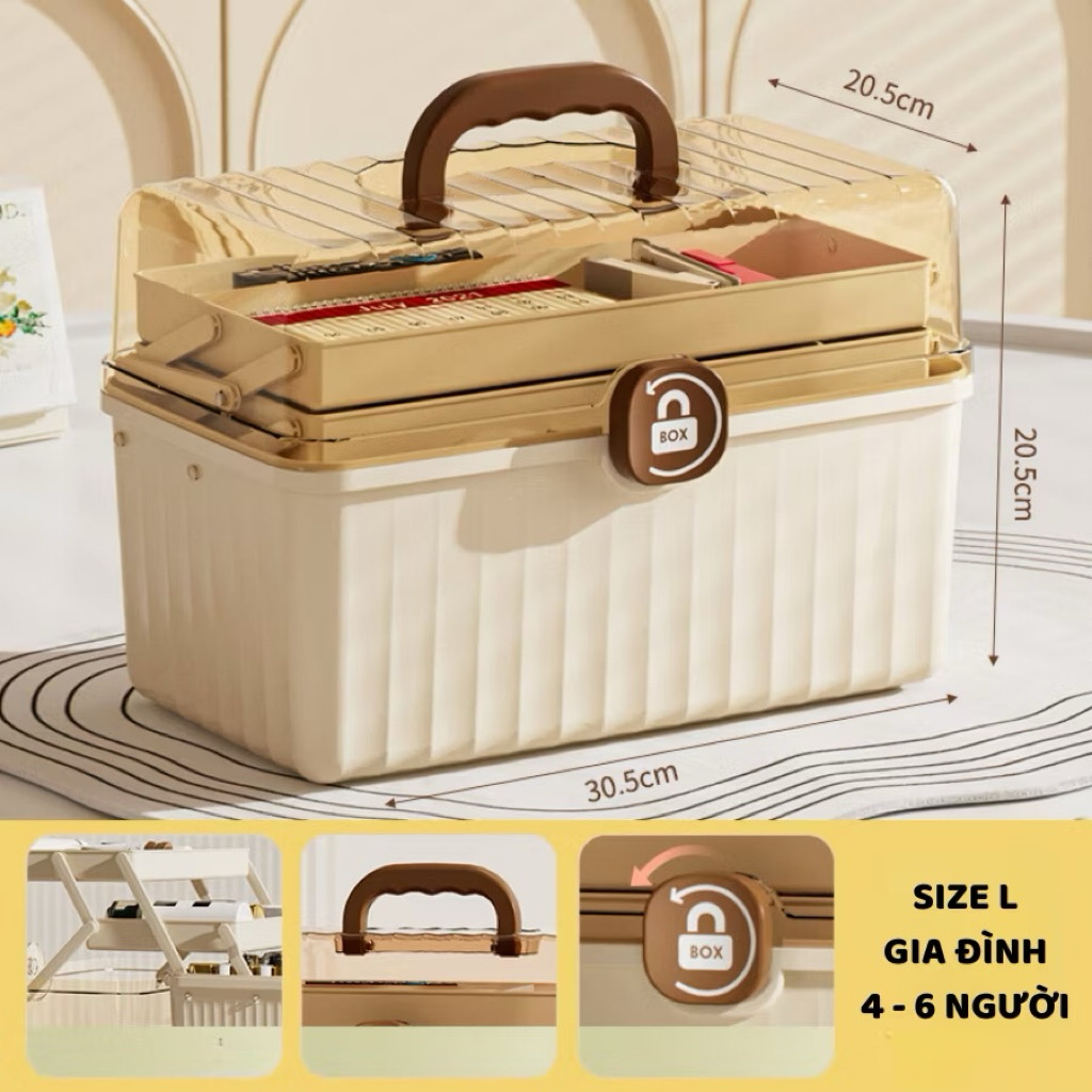 Hộp đựng thuốc 4 tầng có thể gấp gọn, hộp đựng thuốc, đồ dùng y tế, mỹ phẩm đa năng có thể xoay và gấp gọn tiện dụng