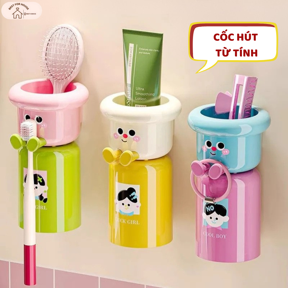 Kệ để bàn chải đánh răng giá để bàn chải đánh răng decor trang trí nhà tắm giúp bé thích đánh răng hơn