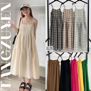 Váy 2 dây dài xòe 2 tầng nữ tính bánh bèo Đầm hai dây form rộng dài qua gối tiểu thư công chúa trẻ đẹp T626G