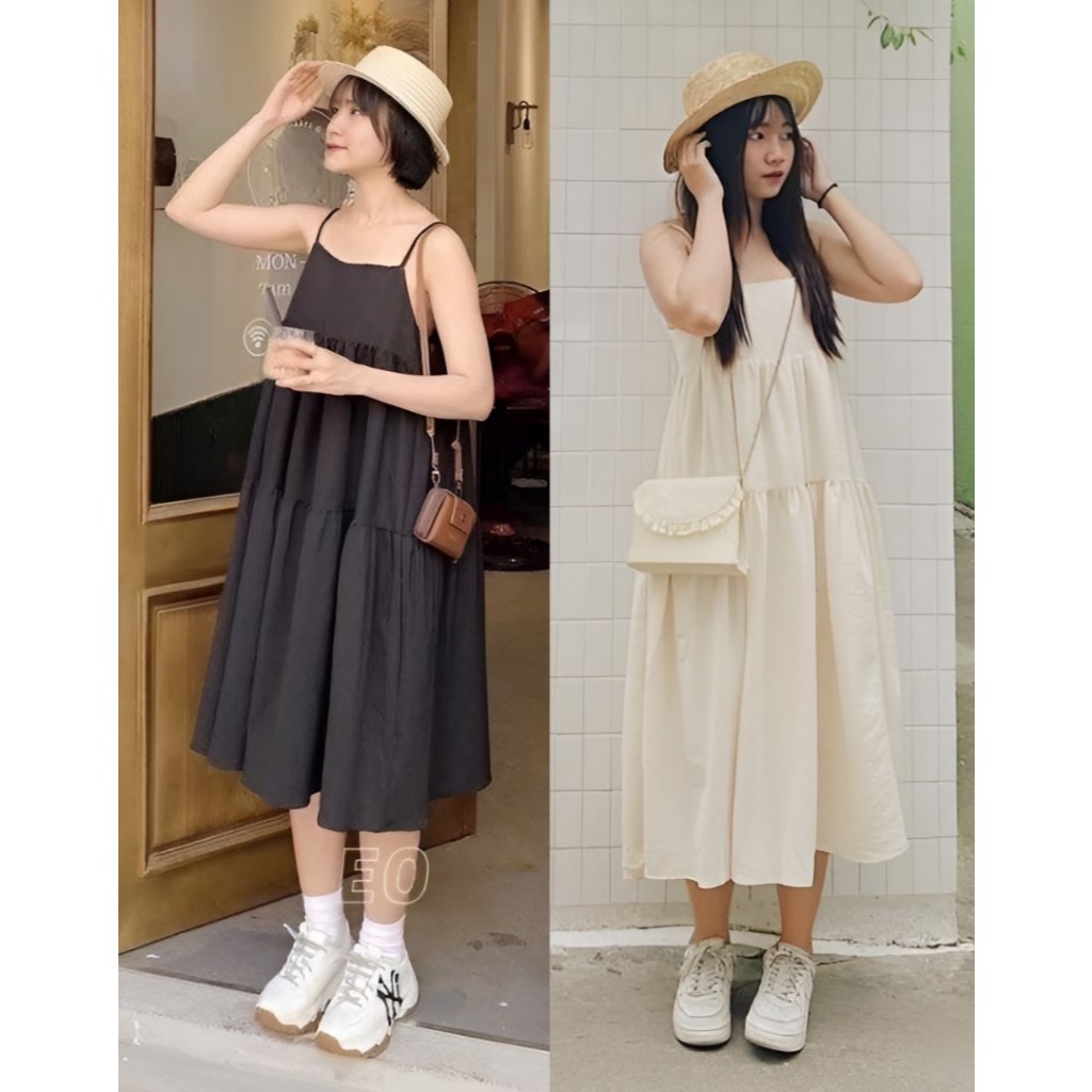 (Nhiều mẫu) Váy 2 dây dài xòe 2 tầng nữ tính bánh bèo Đầm hai dây form rộng dài qua gối tiểu thư công chúa trẻ đẹp T626G