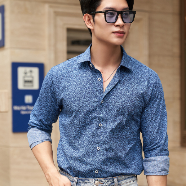 Áo Sơ Mi In Họa Tiết Tay Dài Thanh Lịch NINOMAXX 2301036