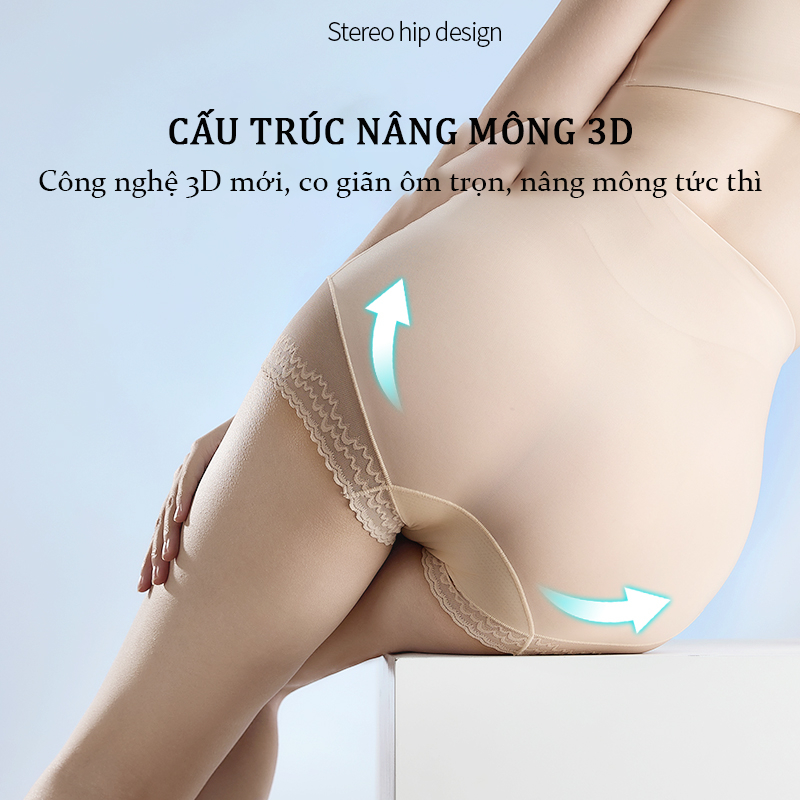 Quần Lót Cạp Cao Đi Biển Santony 8816 - Nâng Mông 3D Lụa Phối Ren PIER N°5