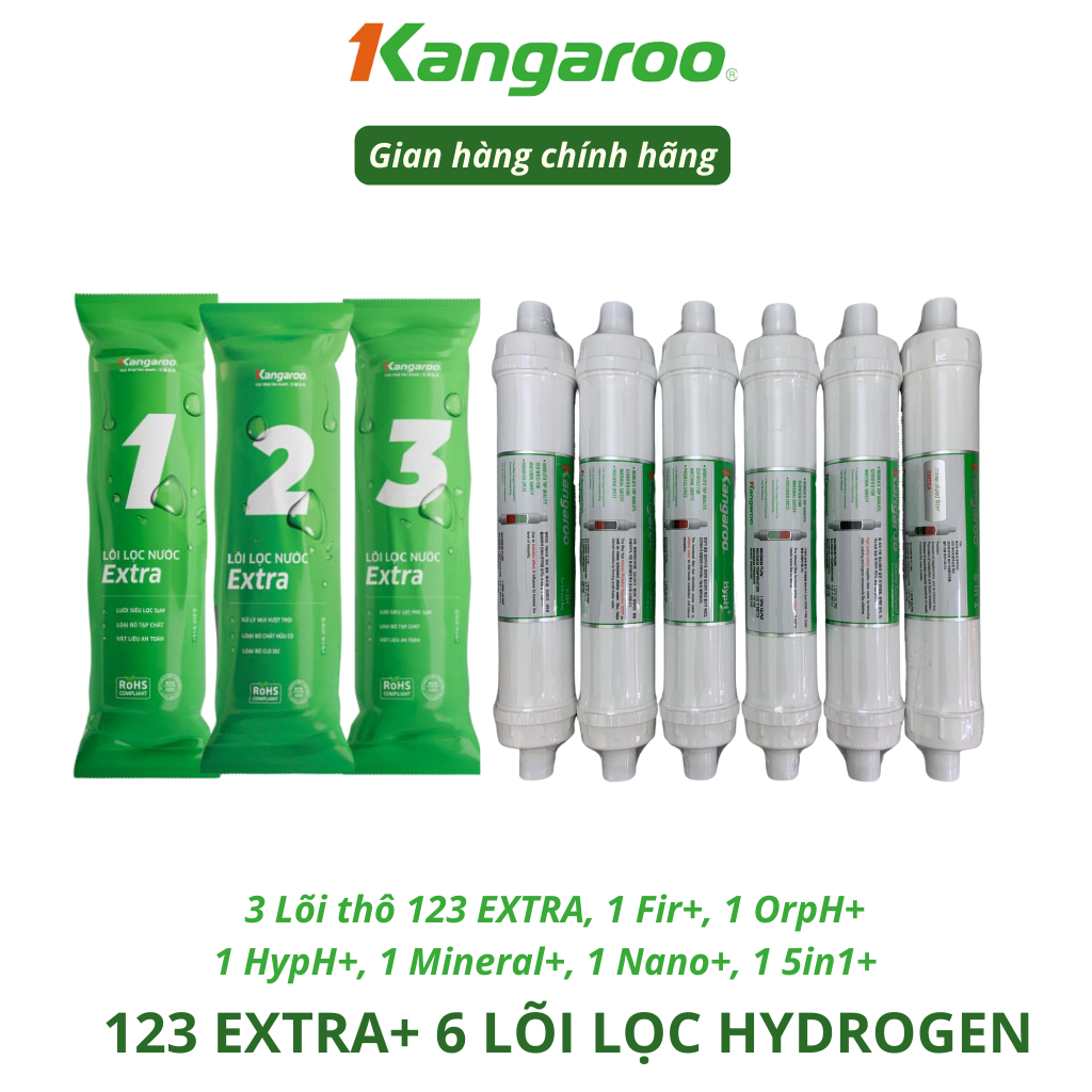 Combo 10 Lõi Lọc Nước Kangaroo Dòng Hydrogen Cao Cấp Model KG100HP, KG100HG, KG100HC, KG100HA... Bổ Sung Gấp Đôi Hdrogen