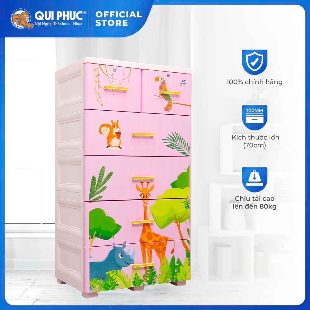 [FREESHIP] Tủ nhựa AE 5 tầng QUI PHÚC, tủ đựng quần áo lớn, phù hợp mọi không gian, dễ lắp ráp chắc chắn