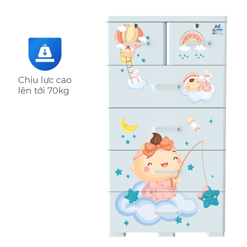 [FREESHIP] Tủ nhựa AE 5 tầng QUI PHÚC, tủ đựng quần áo lớn, phù hợp mọi không gian, dễ lắp ráp chắc chắn