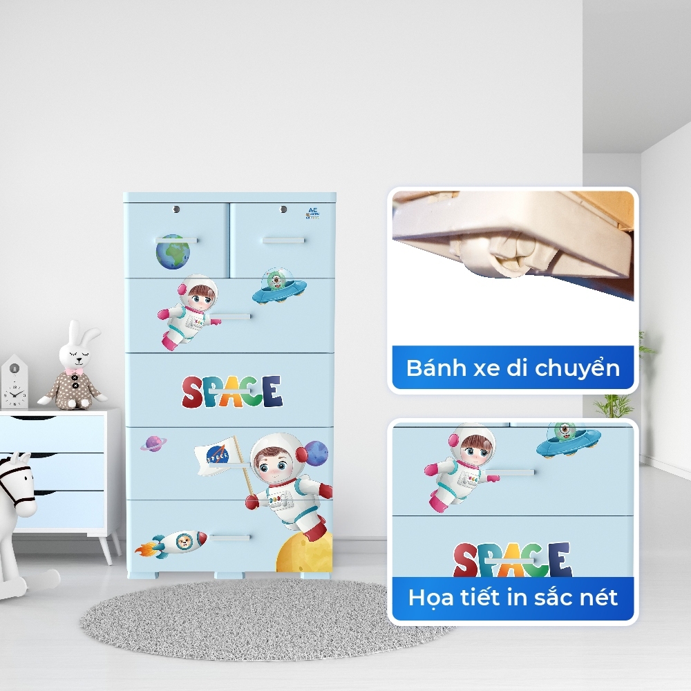 [FREESHIP] Tủ nhựa AE 5 tầng QUI PHÚC, tủ đựng quần áo lớn, phù hợp mọi không gian, dễ lắp ráp chắc chắn