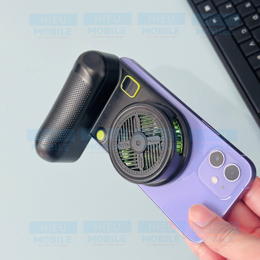 Tay cầm gắn điện thoại có tản nhiệt sò lạnh dùng pin sạc 5000mAh chống nóng chống mỏi tay khi chơi game, quay video