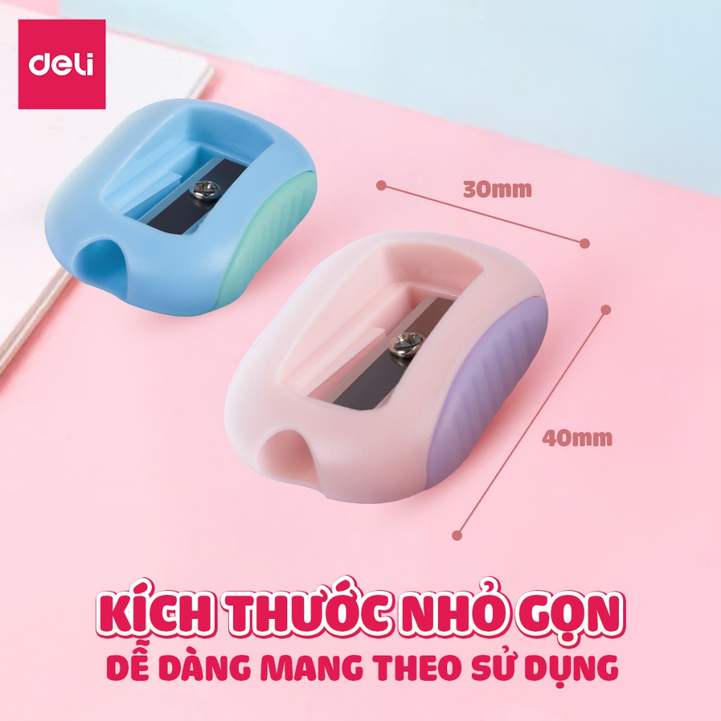 Gọt Bút Chì Deli Chuốt Chì Mini Phối Màu Siêu Xinh Lưỡi Sắc Bén Không Gỉ Nhỏ Gọn Tiện Lợi