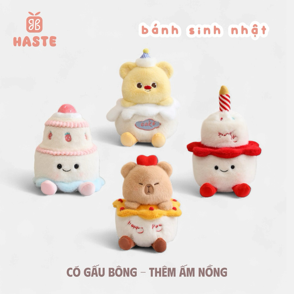 Gấu Thú Bông Bánh Kem Sinh Nhật Birthday Quà Tặng Sinh Nhật Độc Đáo Lông Xù Siêu Mềm Mịn Siêu Dễ Thương