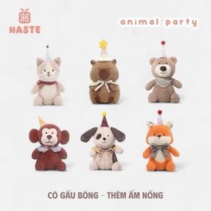 Gấu Thú Bông Cáo Gấu Khỉ Capybara Cún Teddy Party Đội Nón Sinh Nhật Quà Tặng Độc Đáo Lông Xù Siêu Mềm Mịn Siêu Dễ Thương